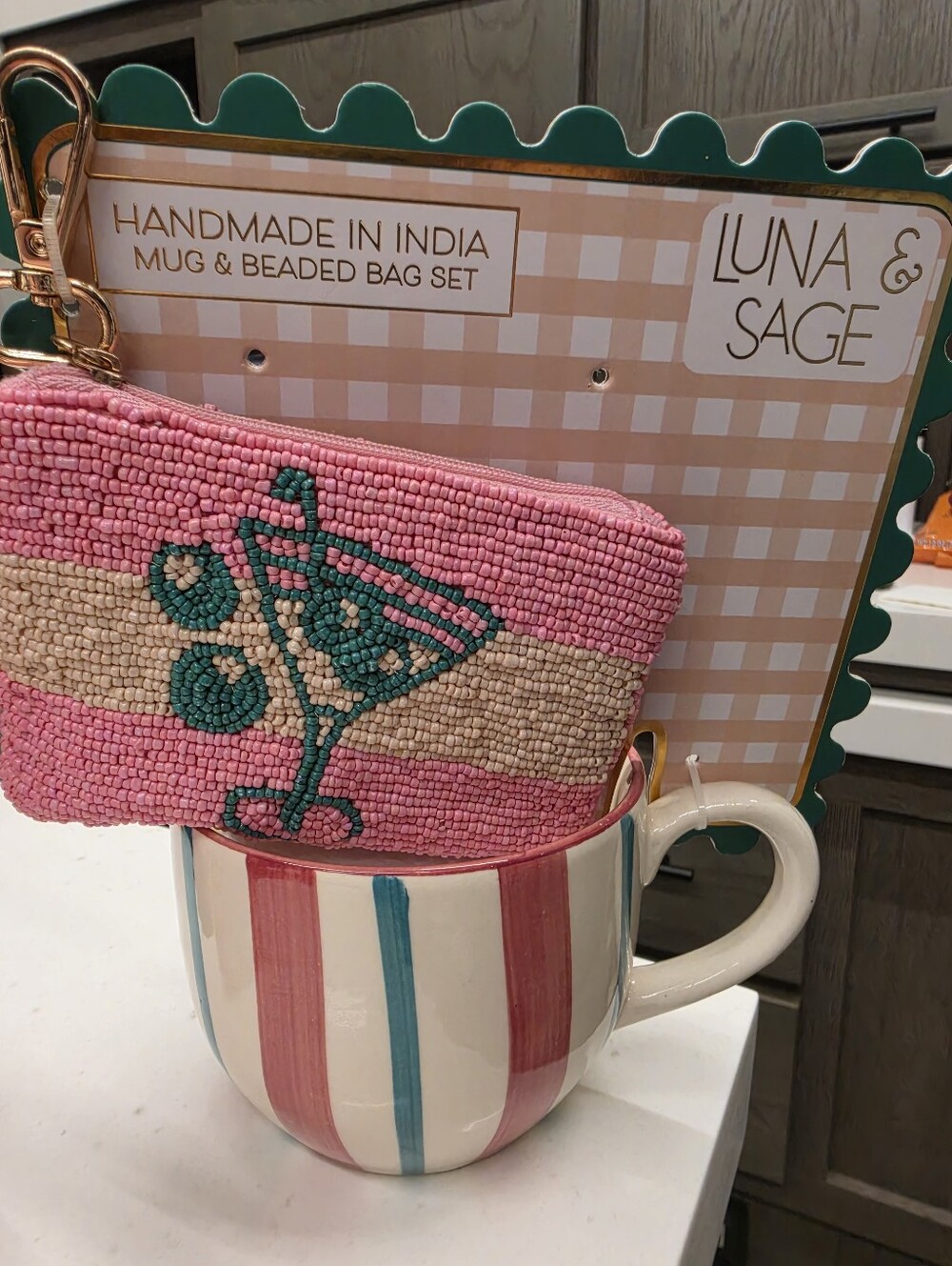 Luna & Sage Beaded Martini Mug & Pouch Set - Viral!